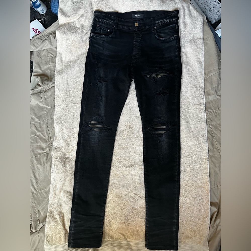 Amiri MX1 leather Camo jeans